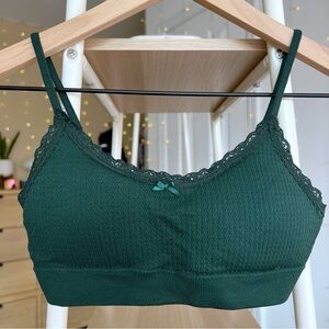 Aeropostale Forest Green Lace Lounge Bra Removable Padding Small Bralette